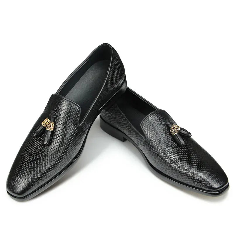TASSEL MASTER - Men's Handmade Tassel Genuine Leather Loafers - Pigskin Insole All Season Casual Shoes