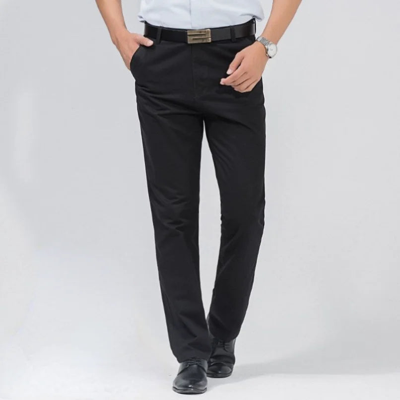 COTTON EASE - Men's 100% Cotton Casual Trousers - Summer Thin & Autumn Thick, High Waist