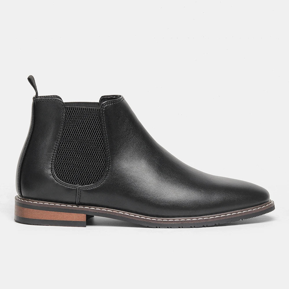 CHELSEA CRAFT - Men's Retro Leather Ankle Boots - Elastic Band, Round Toe, Low Heel