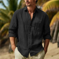HAWAIIAN LINEN SHIRT - Men's Cotton Linen Lightweight Breathable Casual Streetwear Solid Color - 6 Colors