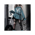 2025 New Harajuku Vintage Punk Black Blue Red Striped Tees Y2k Gothic Girls Off Shoulder Loose Butterfly Letter Long Sleeve Tops