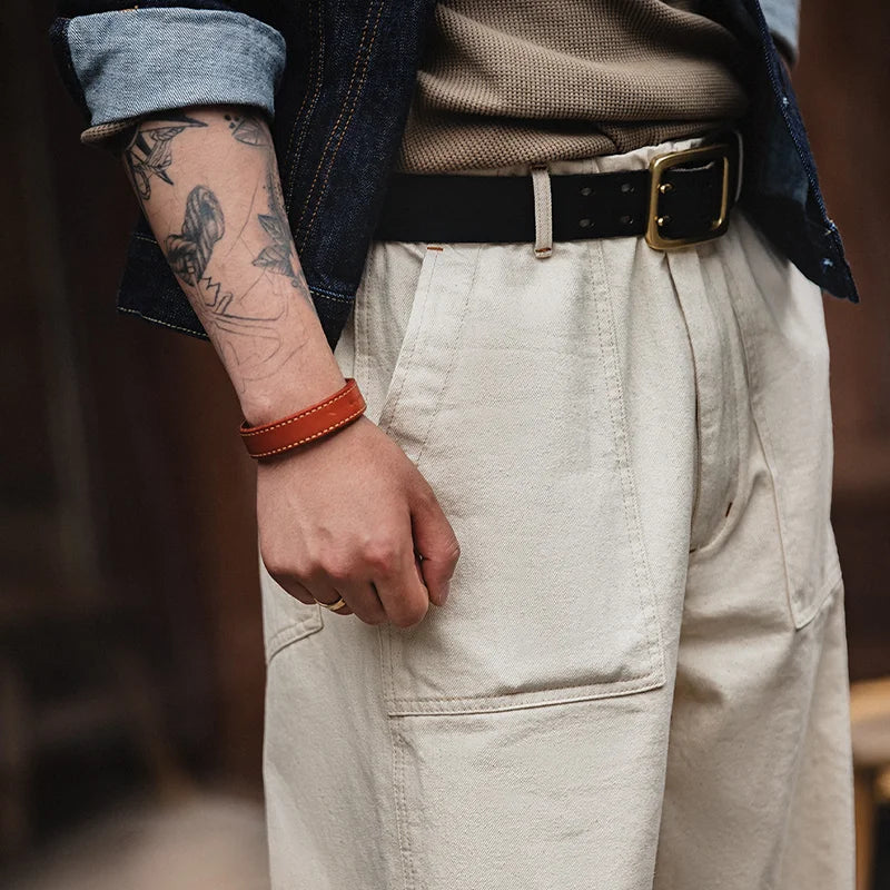 MADEN COTTONSEED - Vintage White Jeans - 100% Cotton, Straight Fit