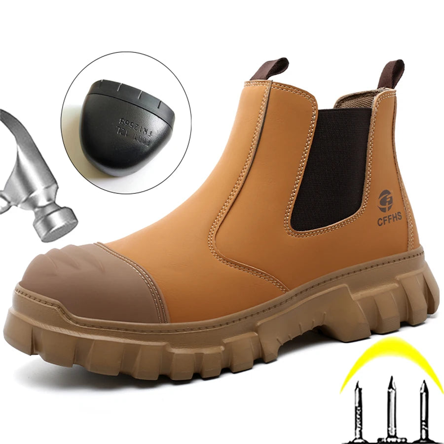 STEEL TOE WORK BOOTS - Men's Anti-Smash Safety Chelsea Boots - Built Tough, Worn Daily