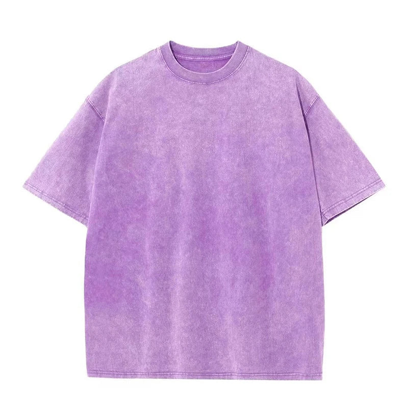 2026 Streetwear Washed Vintage T-Shirts Hip Hop Retro Punk T Shirt Women Tops Cotton Neutral Short Sleeve Acid Wash T-Shirts