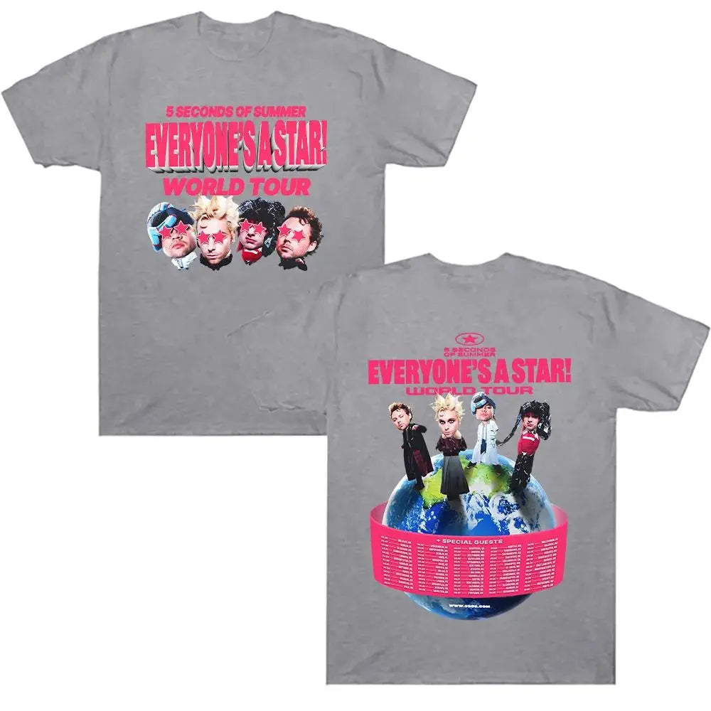 Y2k Tops 5SOS World Tour 2026 T-shirts Summer Fan Gifts Tees 5 Seconds of Summer EVERYONE'S A STAR!  Women Men Fashion Clothing