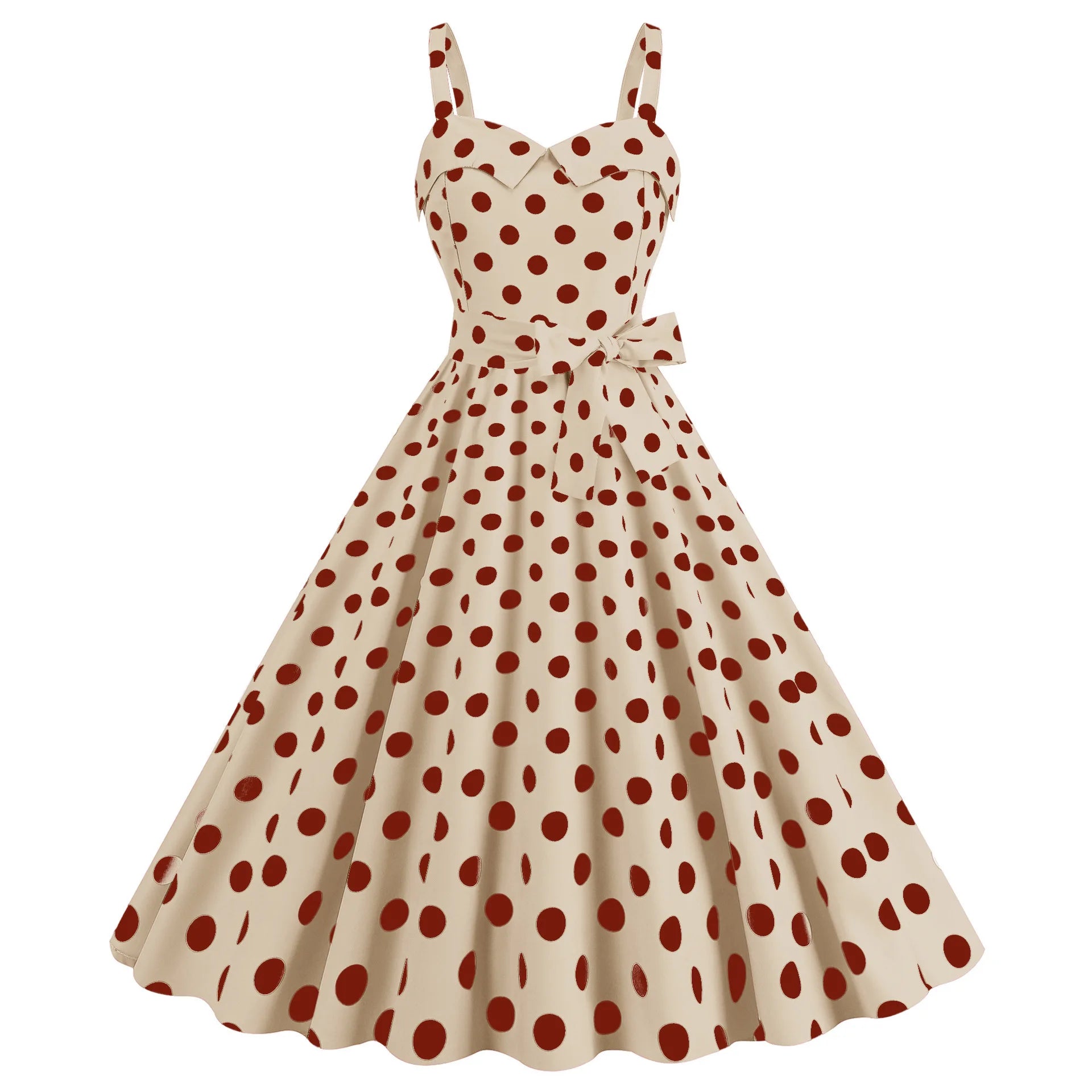 Vintage Classical Polo Dot Printed Dress Women's Sexy Sling Strap Wrap Chest Dress Valentine's Day Streetwear Spring Summer