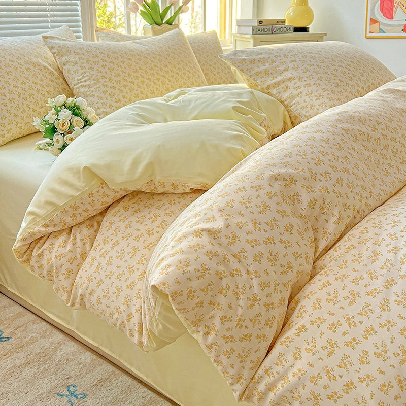 FLORAL DOUBLE YARN DUVET COVER - Washed Polyester, 14 Patterns - Soft Nights