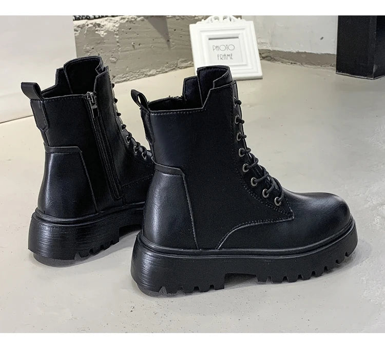 Lace-Up Ankle Boots – Block Heel