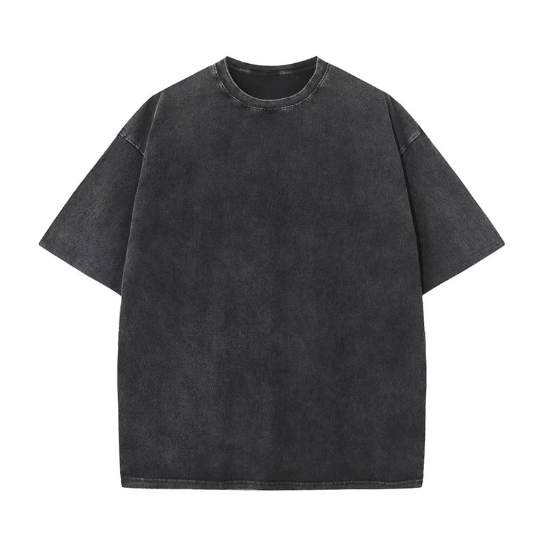 2026 Streetwear Washed Vintage T-Shirts Hip Hop Retro Punk T Shirt Women Tops Cotton Neutral Short Sleeve Acid Wash T-Shirts