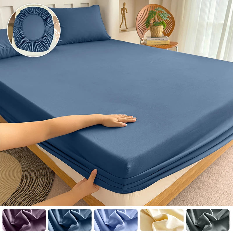 CLEAN HOLD - Solid Color Fitted Sheet - Elastic Band, 200 TC, 5 Colors
