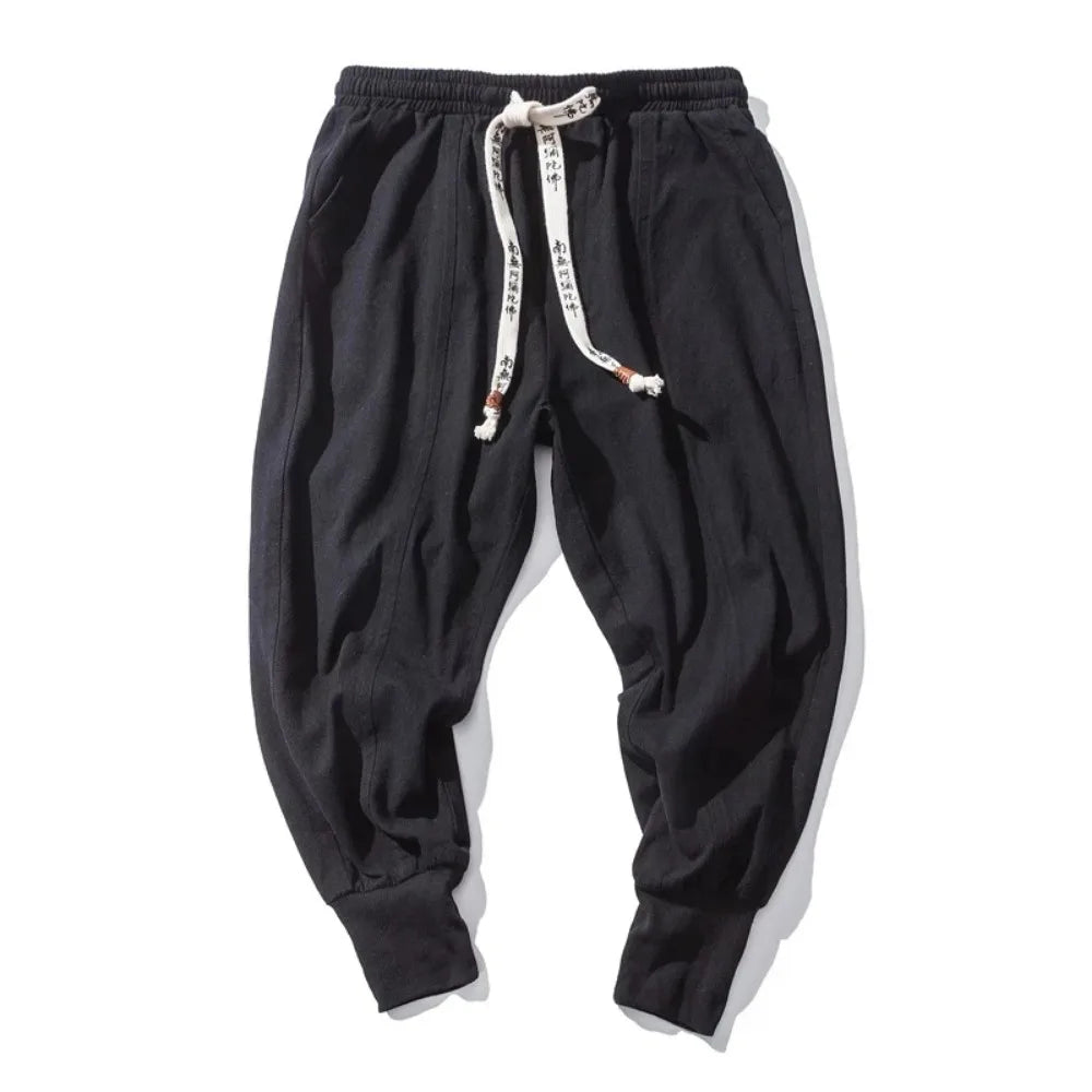 Men's Cotton Linen Drop-Crotch Harem Pants - Baggy Joggers - Casual Streetwear