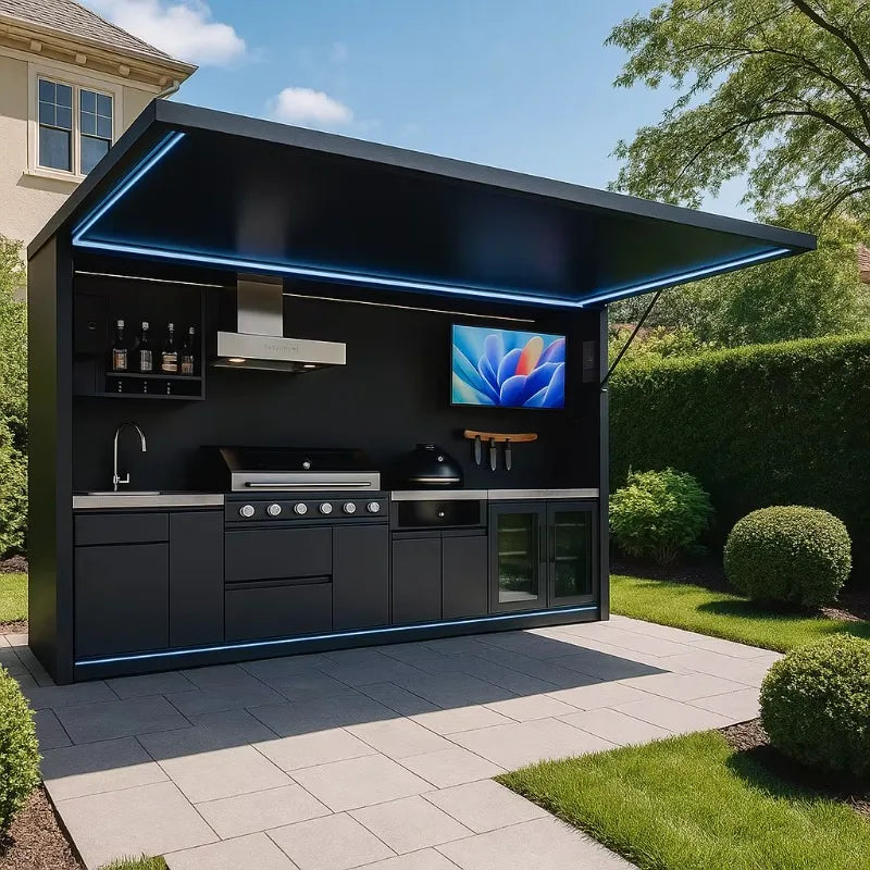 OUTDOOR BBQ KITCHEN POD - 304 Stainless Steel, Gas Grill - Custom Camping