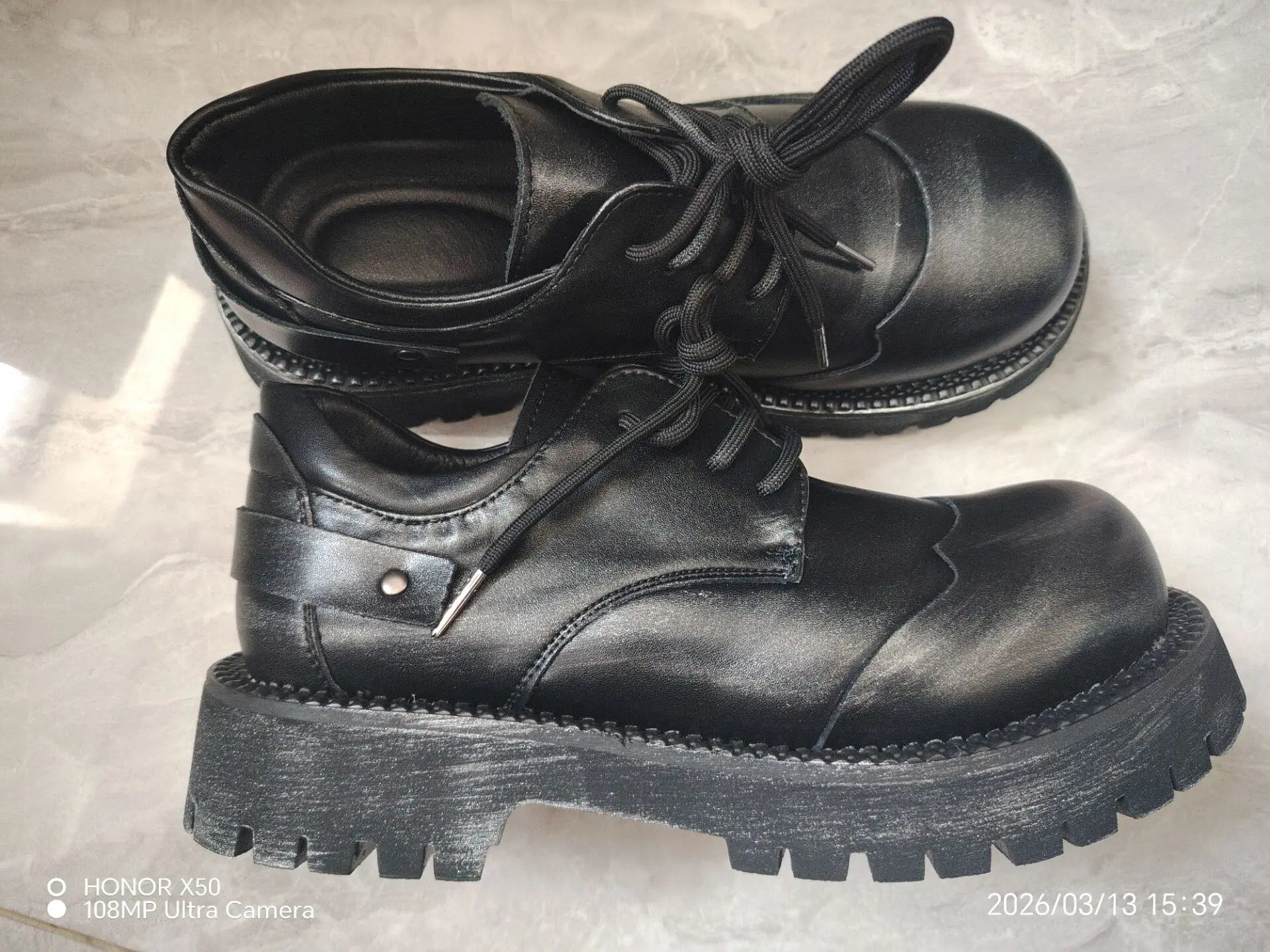 STAR DERBY - Men's British Style Cowhide Platform Derby Shoes - Wedge Heel Waterproof Lace-Up Dress Shoes
