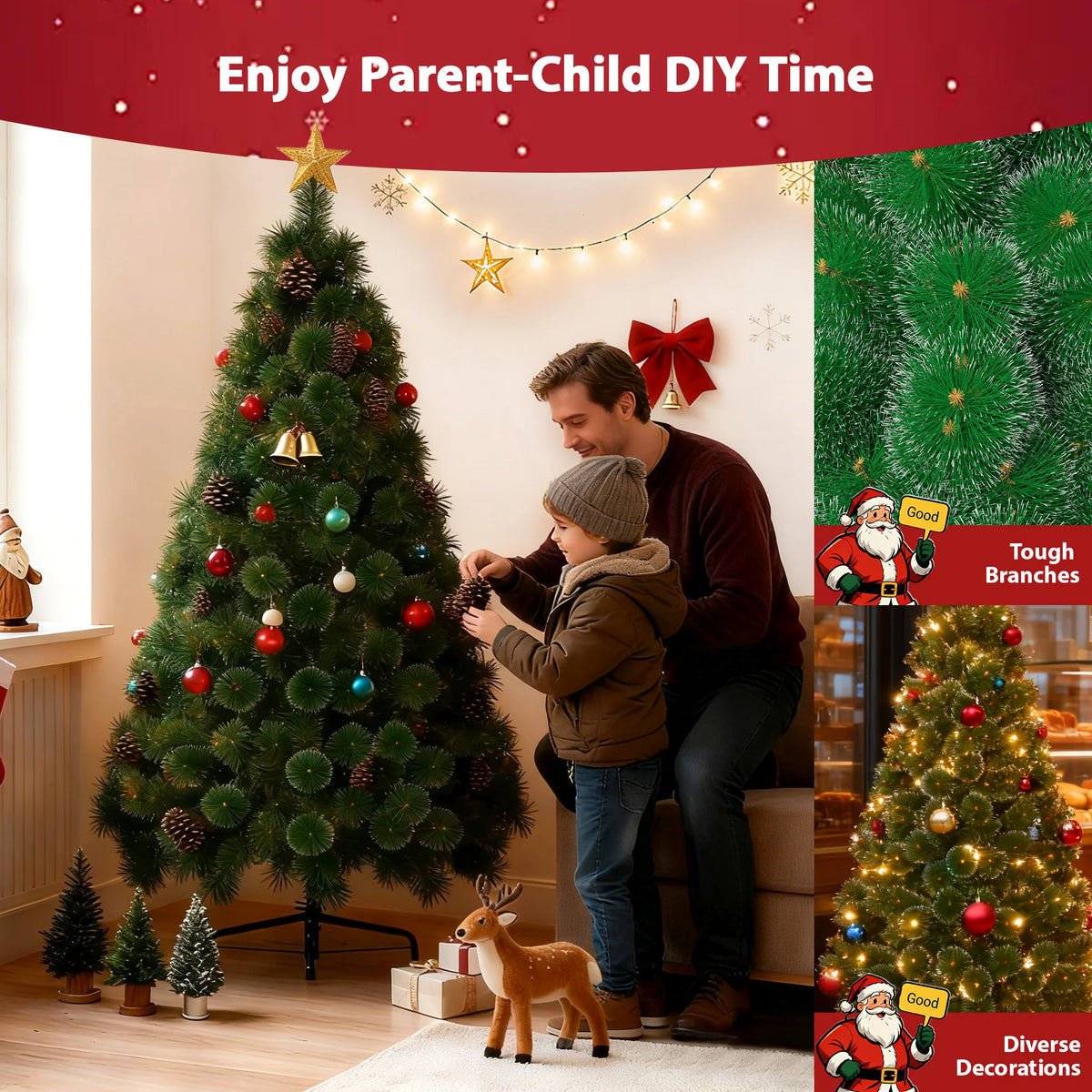 Snow-Edged Artificial Christmas Tree - 1.2–2.4 m - Winter White