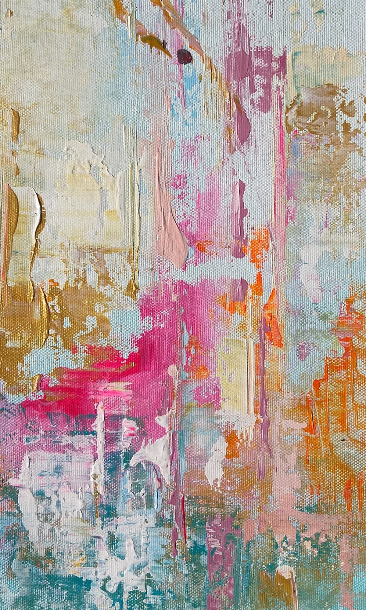 PASTEL ABSTRACT OIL PAINTING - Hand-Painted - Unframed Canvas