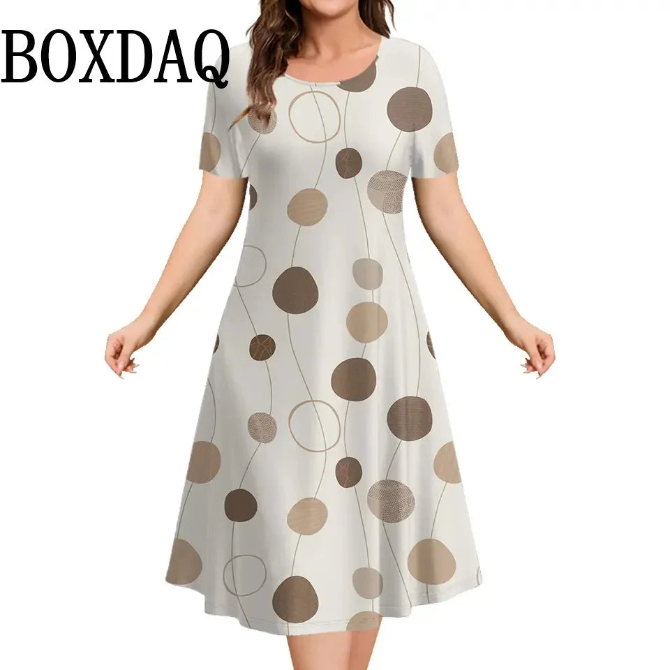Polka Dot Print Women's Dresses For Summer Clothing Short Sleeve Loose Plus Size Dress Fashion Elegant Ladies Street Mini Dress