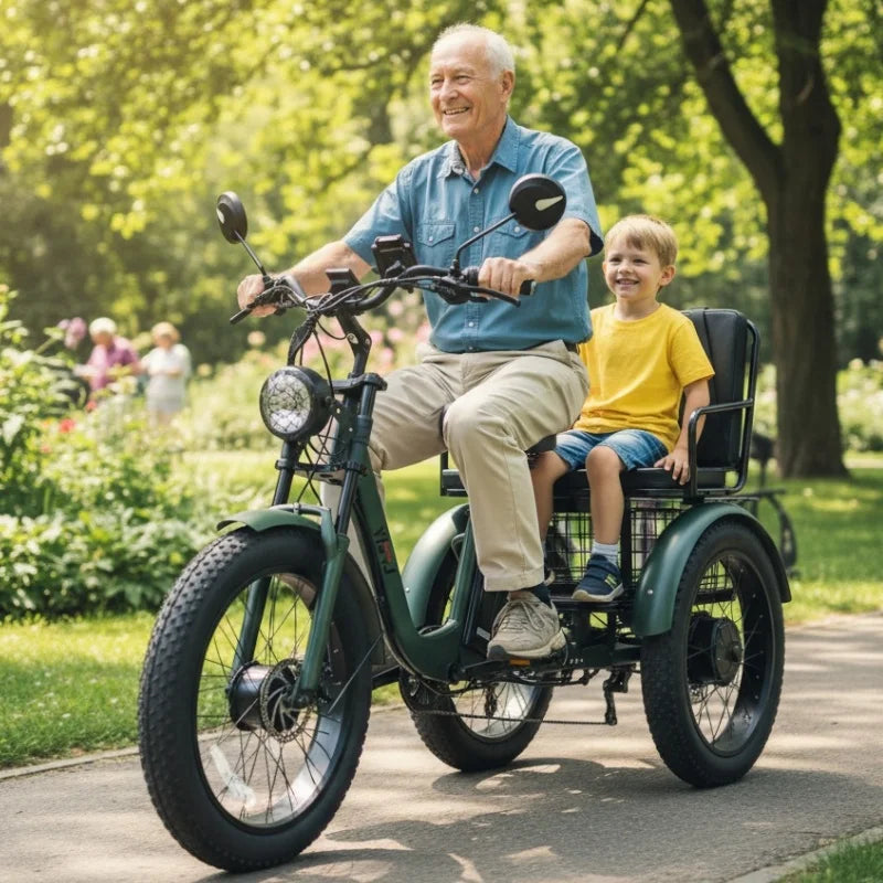 DAIBOT 3-WHEEL E-BIKE - 750W, 40 KM Range - Passenger Cruiser