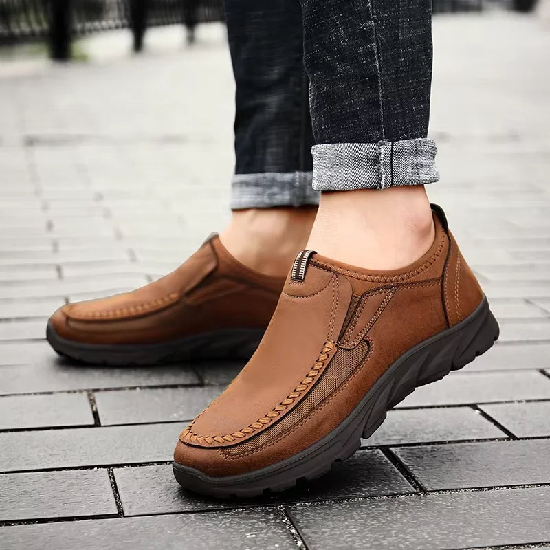 GREY MILE - Men's Breathable Slip-On Loafers - Retro Driving Moccasins