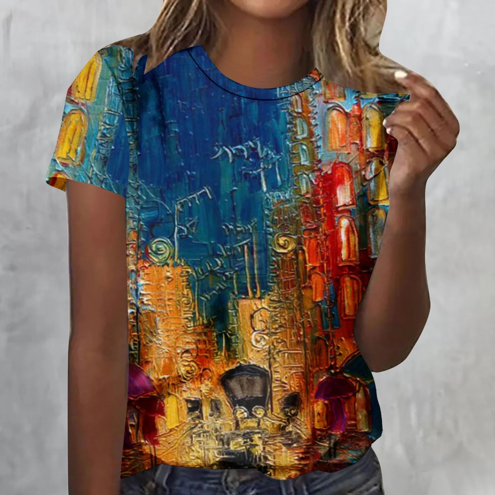 Vintage Oil Painting 3D Print T-Shirts Women Casual O-Neck Short Sleeve T Shirt Harajuku Tees Streetwear Y2k Top Female Clothing