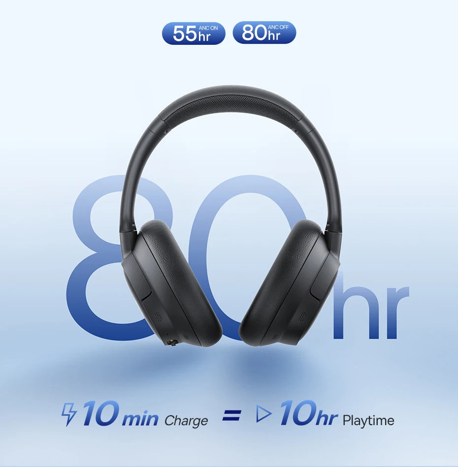 Baseus EH10 ANC Wireless Headphones – 45dB Adaptive Hi-Res LDAC Bluetooth 6.0 80H