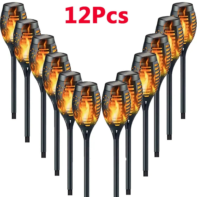 SOLAR FLAME TORCH LIGHTS - 8–16 Pieces, Flickering Glow - Garden Path Ambience