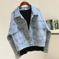 Crop Denim Jacket – Batwing Sleeve Loose Fit