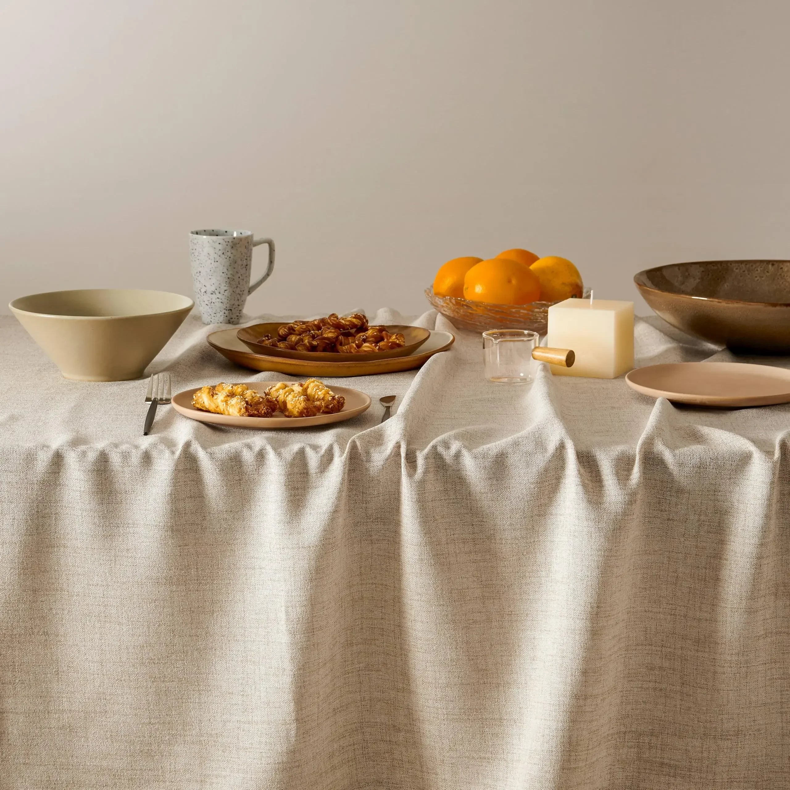 LINEN RECTANGLE TABLECLOTH - Solid Washable, 5 Lengths - Effortless Table