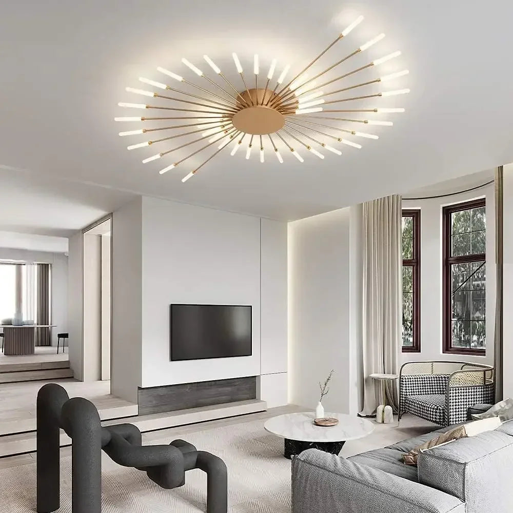 Modern LED Ceiling Chandelier – Black/Gold, 12–42 Heads, Dimmable