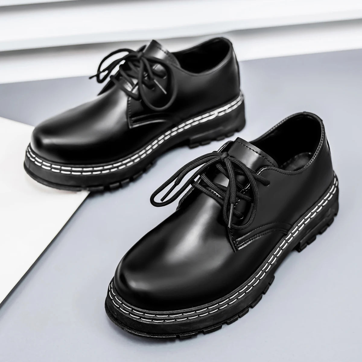 Men's Casual Business Shoes - Breathable PU Leather Anti-Slip Flat