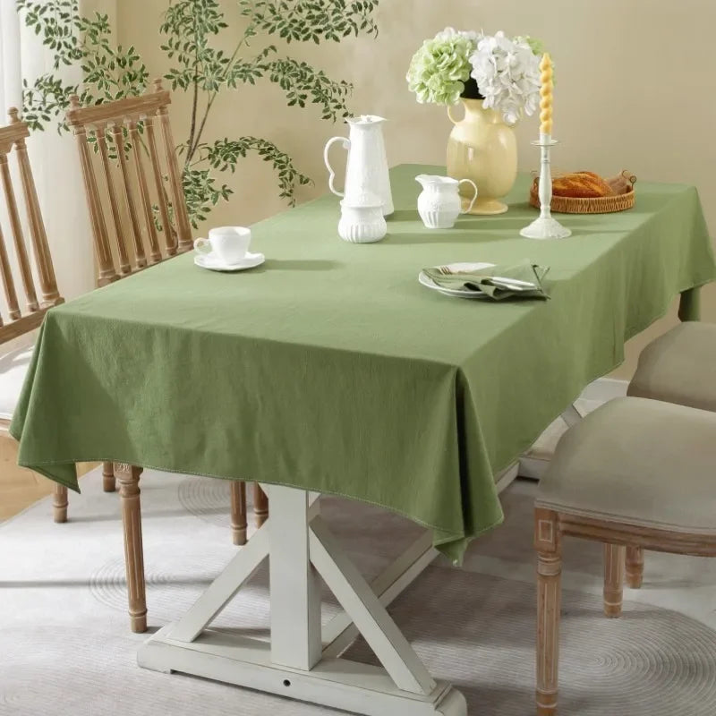 White Rectangular Cotton Tablecloths Washable Wedding Party Kitchen Dining Living Room Birthday Tabletop Decoration Table Covers