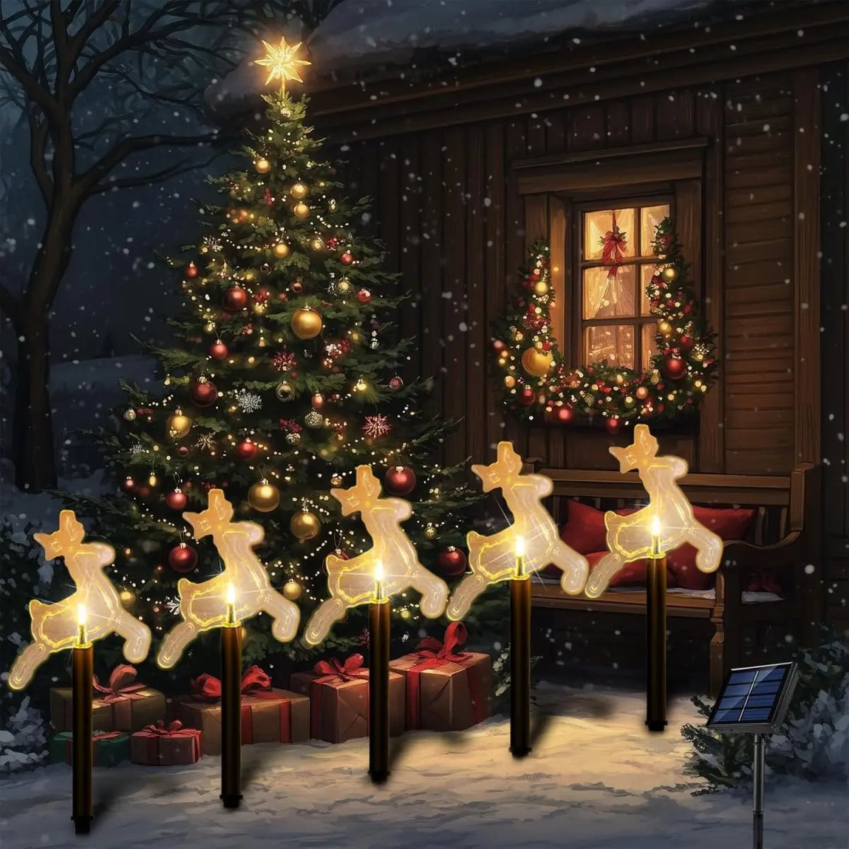 Solar Christmas Stake Lights - 5 Pieces - Eight Modes