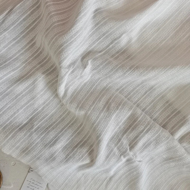 WHITE COTTON LACE FABRIC - Floral Embroidery, 130cm Wide - Elegant Sewing Cloth