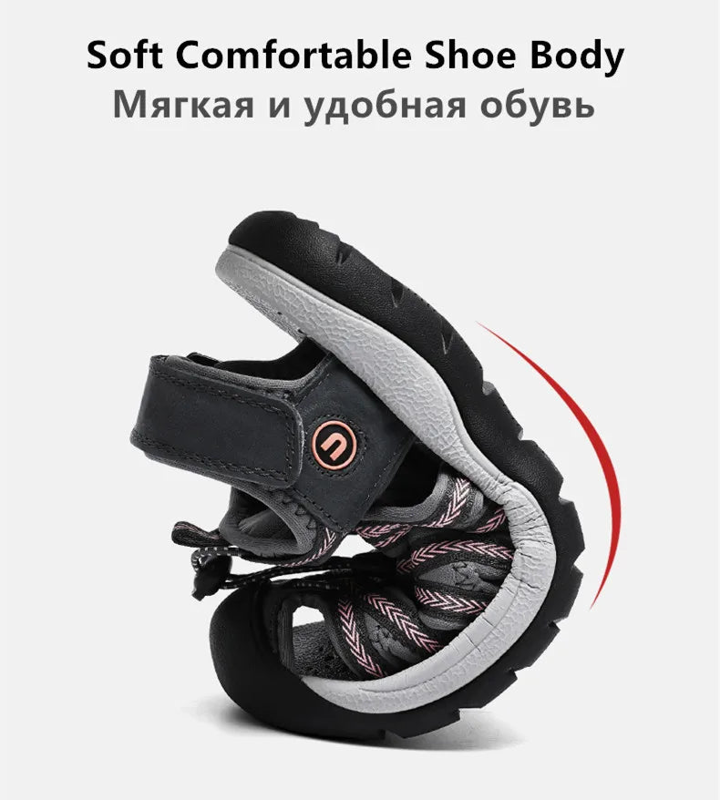Summer Genuine Leather Women's Sandals Comfortable Sandals 2025 New Designer Sneakers Lightweight Outdoor Women Beach Sandals