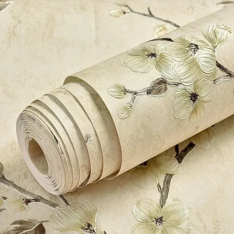 3D FLORAL WALLPAPER - Vinyl Roll - Peel & Stick Wall Decor