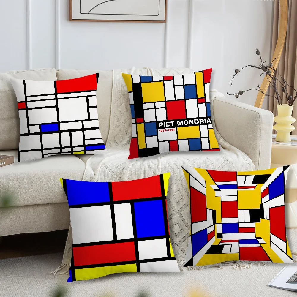 Piet Mondrian Pillow Cover - Double-Sided Print - Soft Polyester