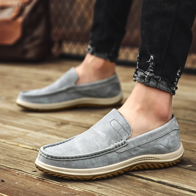 MOCCASIN DRIVE - Men's Genuine Leather Slip-On Loafers - Hand-Stitched Non-Slip Driving & Walking Shoes