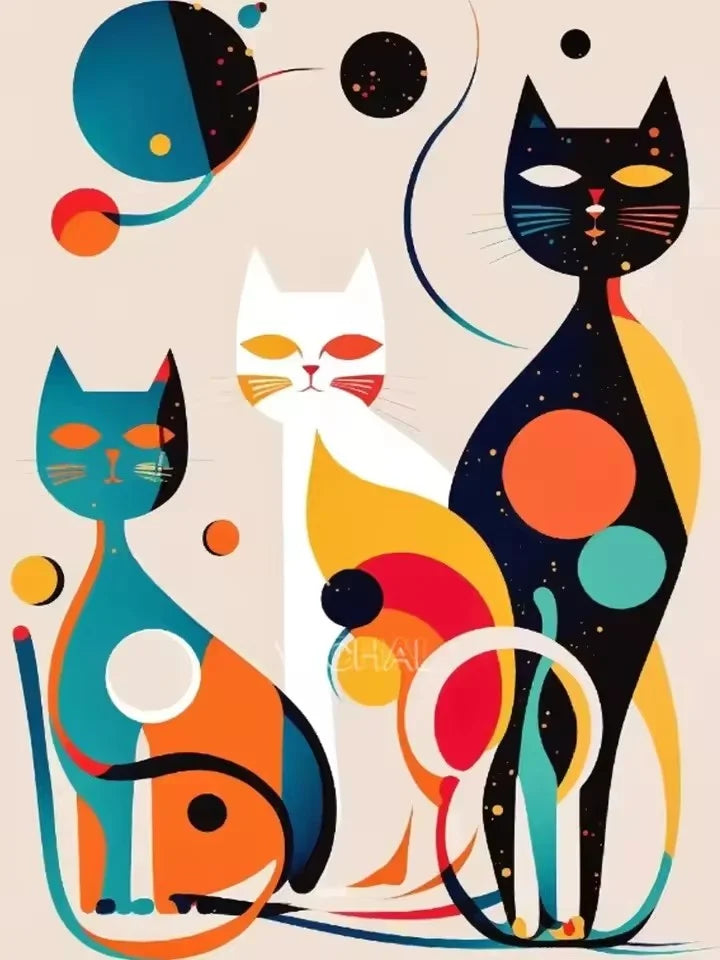 Colorful Cat Canvas Print - Frameless Rainbow - Playful Pop