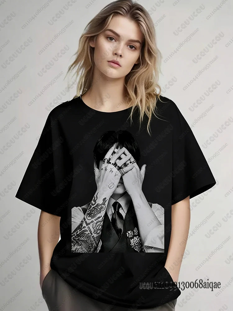 K-pop Famous Singer Polera Manga Corta Print T-shirts For Women 2026 World Tour Concert T-shirts Fans Gifts Y2K Boy Band Tops