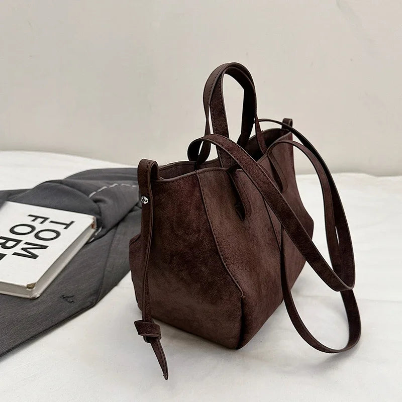 Light Luxury Solid PU Hasp Shoulder Bag for Women Commuting Frosted Leather Handbag 2026 Hot Sale Large Capacity Niche Tote Bags