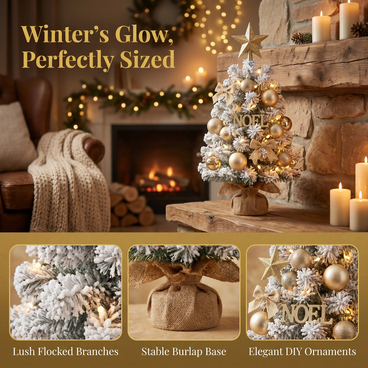 Mini Tabletop Christmas Tree - White Finish - Festive Glow