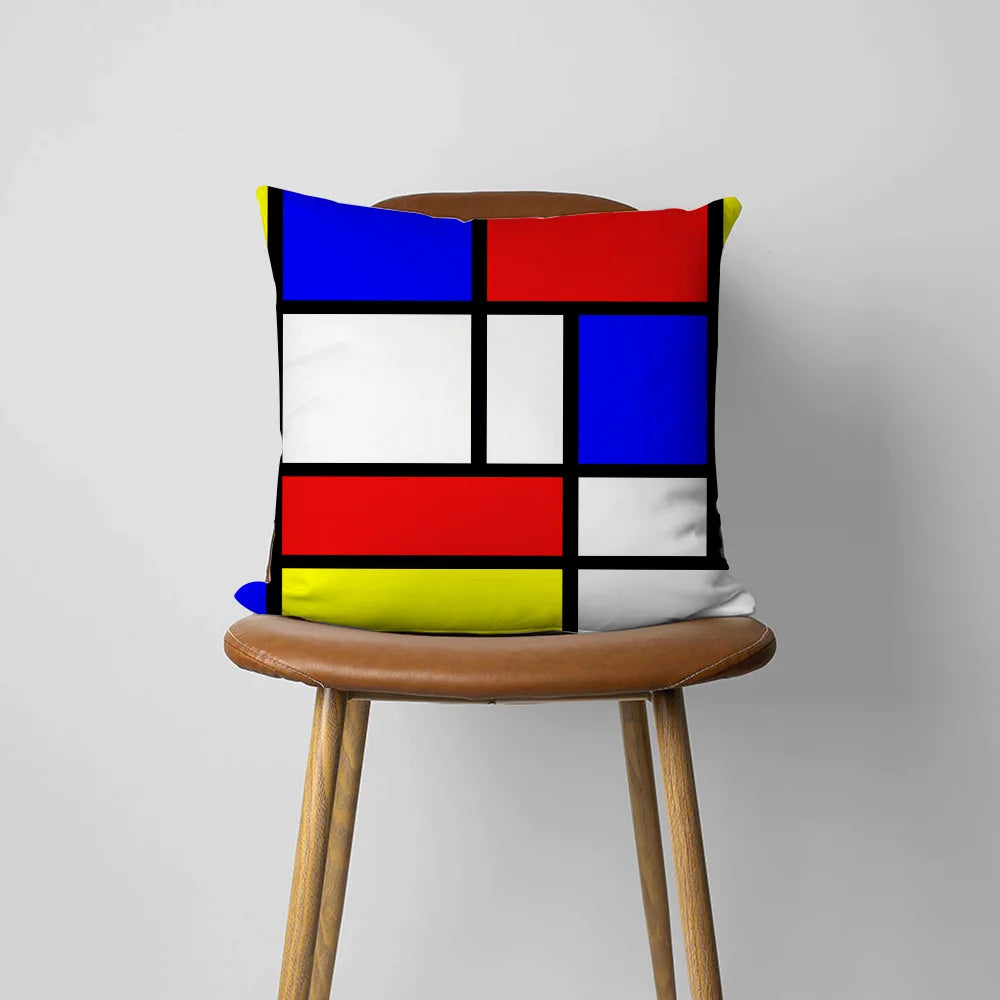 Piet Mondrian Pillow Cover - Double-Sided Print - Soft Polyester
