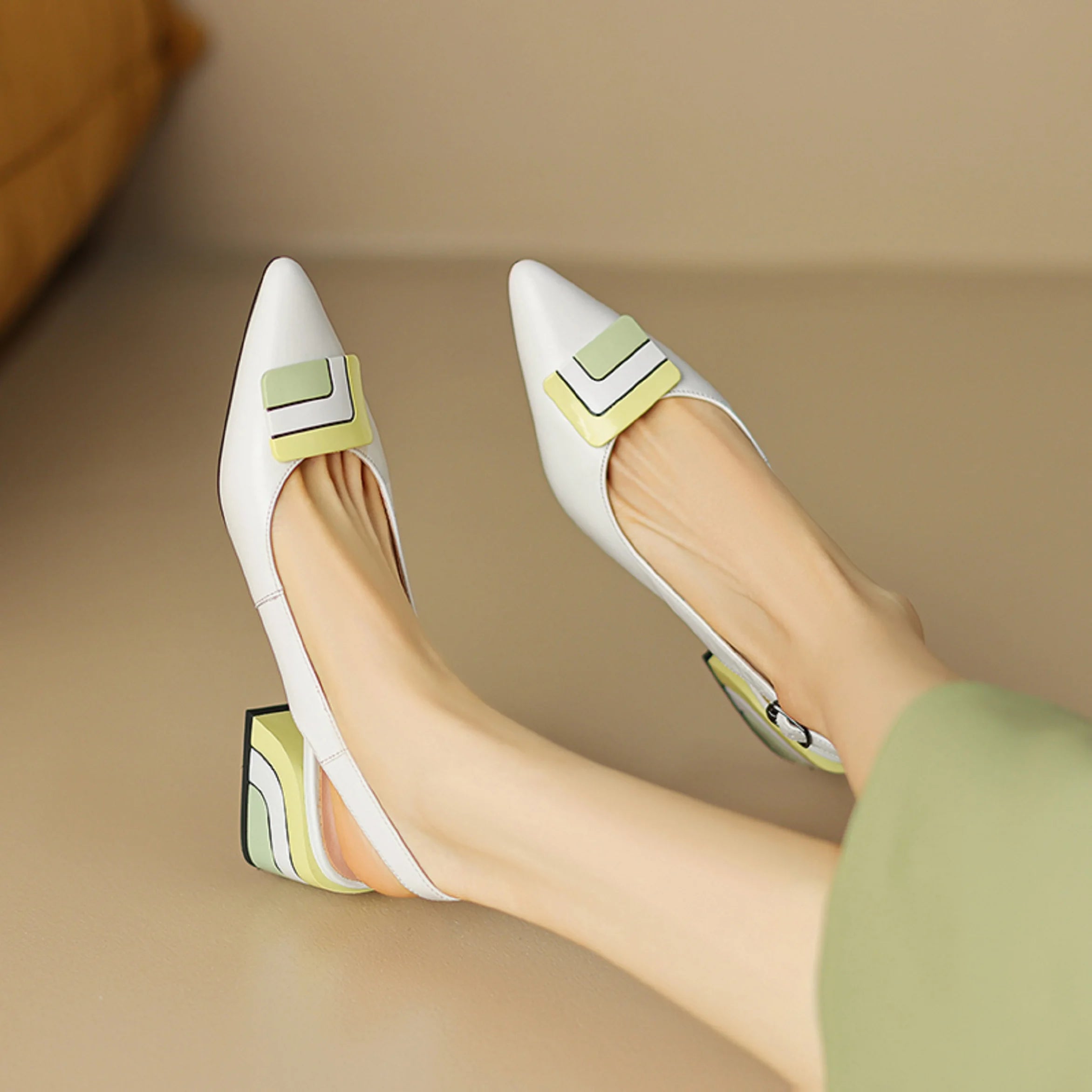【JOCHEBED HU】Summer Genuine Leather Chunky Sandals Sexy Women High Heels Shoes New Brand Party Designer Slingback Pumps 33-46