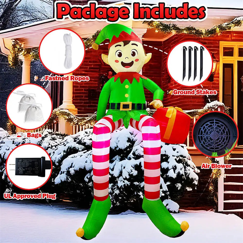 Inflatable Santa & Elf - EU or US Plug - Window Cheer