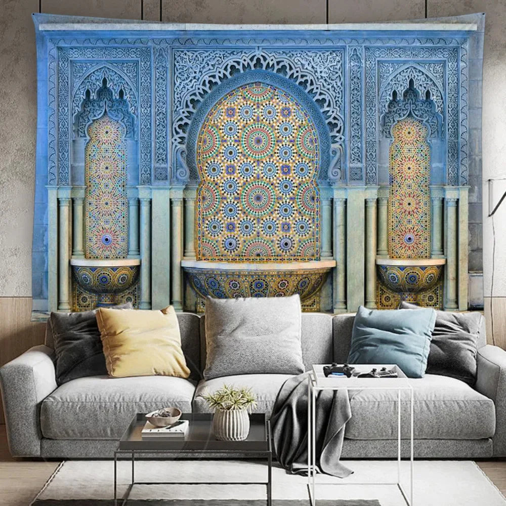 MOROCCAN GEOMETRIC TAPESTRY - 100% Polyester, 8 Colors & 12 Sizes - Ornate Walls