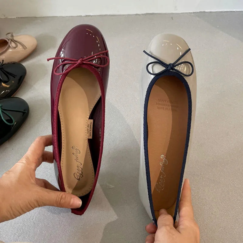 Shallow Women's Soft Round Toe Flats, Slides Footwear, Fashion Butterfly-Knot Women's Ballet Flats, Dance Shoes