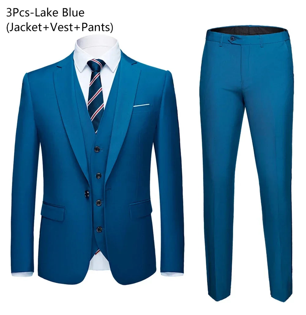 SUIT SET - 3-Piece & 2-Piece Men's Formal Suit - Dress Sharp, Stand Out