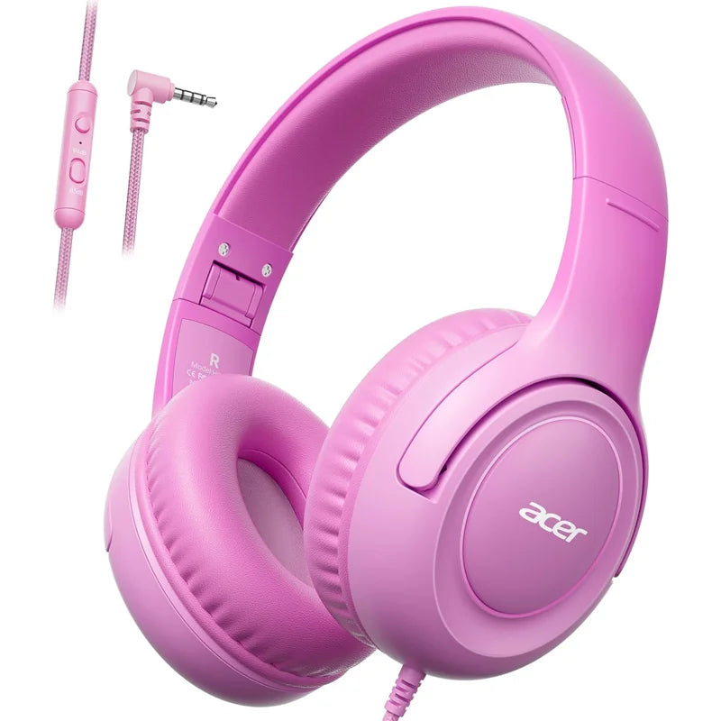 Acer HK03 Kids Wired Headphones Pink Volume Limiter 85dB