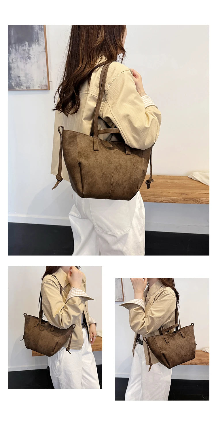 Light Luxury Solid PU Hasp Shoulder Bag for Women Commuting Frosted Leather Handbag 2026 Hot Sale Large Capacity Niche Tote Bags