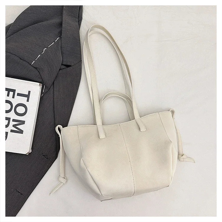 Light Luxury Solid PU Hasp Shoulder Bag for Women Commuting Frosted Leather Handbag 2026 Hot Sale Large Capacity Niche Tote Bags