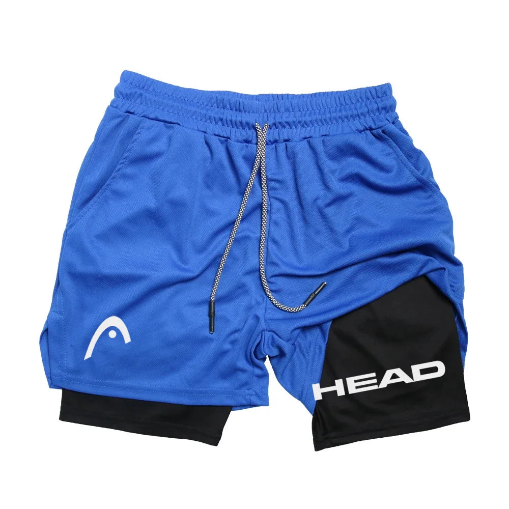 Anime Berserk Head Running Shorts Men Fitness Gym Training 2-in-1 Sports Quick Dry Workout Jogging Double Deck Summer